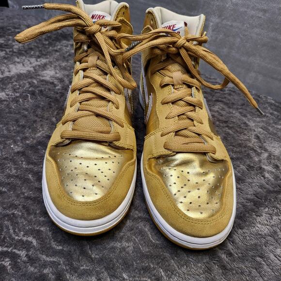 nike dunk high premium metallic gold